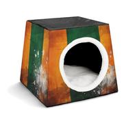 Pet Sleeping Nest Bed, Orange and Green Pattern Printed Dog House Cat Nest, Winter Pet House are Suitable for Most Cats, Dogs, and Other Small Pets