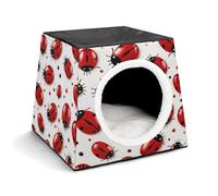 Pet Sleeping Nest Bed, Red Ladybug Printed Dog House Cat Nest, Winter Pet House are Suitable for Most Cats, Dogs, and Other Small Pets