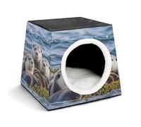 Pet Sleeping Nest Bed, Sea Otter Family Printed Dog House Cat Nest, Winter Pet House are Suitable for Most Cats, Dogs, and Other Small Pets