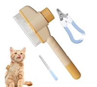 Pet Slicker Brush, Hair Removal Comb for Puppies, Portable Slicker with Release Button for Long and Short Haired Cats and Dogs