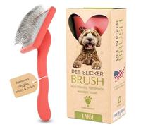 Pet Slicker Brush With Soft Massage Grooming Stainless Steel Pins - Slide This Universal Miracle Coat Slicker Brush for Dematting, Shedding Fur, and Undercoat - Ideal Gift for Professional Pet