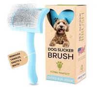 Pet Slicker Brush With Soft Massage Grooming Stainless Steel Pins - Slide This Universal Miracle Coat Slicker Brush for Dematting, Shedding Fur, and Undercoat - Ideal Gift for Professional Pet