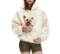 Pet sling hoodie, Koko Paws Pet Hoodie Carrier，Teddy Fleece, Ultra-Soft Warm for Autumn & Winter (cream,Medium)