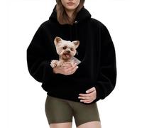 Pet Sling Hoodie - Pet Care Hoodie with Pocket Front Carry Pouch, Unisex Fit, Ultra-Soft Warm for Small Cats and Dogs (Black,Medium)