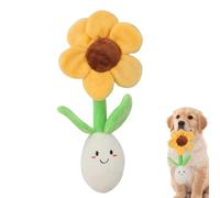 Pet Slow Feeding Toy,Flower Plush Sound Making Treat Toy - Cartoon Flower Shape Chewing Plush Teething Toy for Pets, Cat, Dog