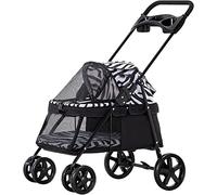 Pet Small Dog Stroller for Cats Dogs Exquisite Dog Prams Lightweight Dog Strollers for Small Dogs Folding Pet Stroller Carriage 4-Wheel Travel (Blue) (Zebrapattern)