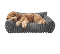 Pet Sofa 3-Sided Cat Bed, Small Dog Couch with Removable Cover, Grey | PP cotton & high-density sponge filling, 3-sided enclosure, removable machine-washable cover, for cats & small dogs <7kg
