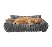 Pet Sofa 60x45x20cm, 3-Sided Enclosure, for Cats & Small Dogs, PP Cotton | Rabbit-Fur Fabric, Removable Washable Cover, Orthopedic Support, Stylish Design, for Living Room & Bedroom