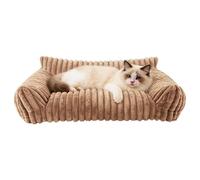 Pet Sofa 60x45x20cm, 3-Sided Enclosure, for Cats & Small Dogs, PP Cotton | Rabbit-Fur Fabric, Removable Washable Cover, Orthopedic Support, Stylish Design, for Living Room & Bedroom