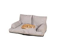 Pet Sofa Bed PU Leather, Cat Dog Faux Leather Couch with Non-Slip Bottom, Soft Kennel Cat Sleeping Sofa Chair Furniture for Supplies Small Cats and Dogs(Gray,Medium)
