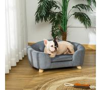Pet Sofa Puppy Kitten Lounge, w/ Wooden Frame, Washable Cushion for Small Dog PawHut Grey XS