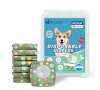 Pet Soft Cat Puppy Dog Nappies Female, 24 Count Disposable Dog Period Pants Medium, Super Absorbent Pet Diapers for Female Dogs Cats with Adjustable Tail Hole