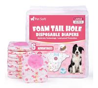 Pet Soft Dog Nappies Female, 40 Count Disposable Dog Pants Female Large, Super Absorbent Disposable Dog Diapers for Girl Dogs in Season/Heat/Incontinence with Adjustable Tail Hole (L 40Count)
