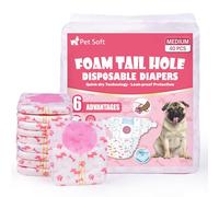 Pet Soft Dog Nappies Female, 40 Count Disposable Dog Pants Female Medium, Super Absorbent Disposable Dog Diapers for Girl Dogs in Season/Heat/Incontinence with Adjustable Tail Hole (M 40Count)