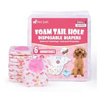 Pet Soft Dog Nappies Female, 50 Count Disposable Dog Pants Female Small, Super Absorbent Disposable Dog Diapers for Girl Dogs in Season/Heat/Incontinence with Adjustable Tail Hole (S 50Count)