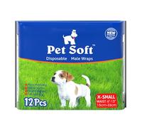 Pet Soft Male Dog Nappies - Disposable Pet Diapers Male Dog Wraps, Super Absorbent Doggy Puppy Nappies for Dogs & Cats Urinary incontinence XS 12count (XS 12count (6'-13'))
