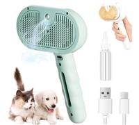 Pet Spray Hair Removal Comb, Cat Spray Brush, Lettucepets Pet Spray Comb, Mist Grooming Brush, Pet 3-in-1 Groomer Steam, Spray, And Massage Hair Removal Comb, Pet Steam Brush for Dogs Cats (Green)