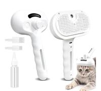 Pet Spray Hair Removal Comb, Magic Wand for Pet Hair, Pet Combs Spray Comb with Steamer, 3 in 1 Massage Brushes with Handle, Rechargeable Cat Steam Grooming Brush for Cat and Dog (white)