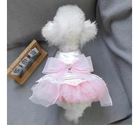 Pet Spring and Summer Fancy Comfortable White Peach Tulle Skirt - Luxury Wedding Dress for Cats and Small Dogs