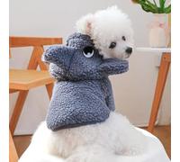 Pet Spring Bright Clothing Source Factory Autumn and Winter Warm Cartoon Flannel Two Leg Transformation Series (Shark Hoodie, X-Small)