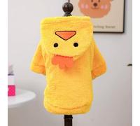 Pet Spring Bright Clothing Source Factory Autumn and Winter Warm Cartoon Flannel Two Leg Transformation Series (Short Flannel - Duckling, Large)