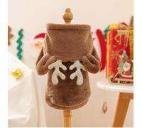Pet Spring Bright Clothing Source Factory Autumn and Winter Warm Cartoon Flannel Two Leg Transformation Series (Golden Antlers Christmas Flannel, Medium)