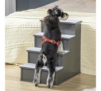 Pet Stairs - 5.25'' High And 6.75'' Wide Steps - Assembly Required - Color: Grey - Material: P2 Class Mdf, Soft Plush - Package Includes: 1 X Pet Stairs - 1 X Manual - Weight Capacity: 66 Lbs