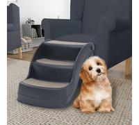 Folding 3-Step Dog Stairs Pet Ladders Steps Furniture Black/Dark Grey vidaXL