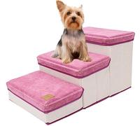 Pet Stairs Foldable Dog Ramp,Collapsible Storage Box, Puppy Climb Ladder Sofa Bed for for Dogs Puppies And Cats Up To 55 Pounds(Roze)