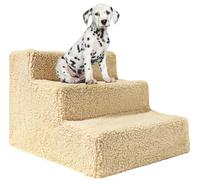 Pet Stairs for Small Dogs and Cats, Non-Slip 3-Step Ramp for Sofa with Washable Plush Cover, Easy Assemble, Ideal for Getting on the Bed