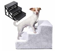 Pet Stairs for Small Dogs and Cats, Non-Slip 3-Step Ramp for Sofa with Washable Plush Cover, Easy Assemble, Ideal for Getting on the Bed