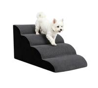 Pet Stairs for Small Dogs & Cats, 2/3/4-Step Curved High Density Foam Dog Steps with Washable Non-Slip Cover, Puppy Gentle Slope Older Dog Ramp for Bed Sofa (Gray,4 Steps)
