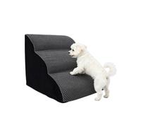 Pet Stairs for Small Dogs & Cats, 2/3/4-Step Curved High Density Foam Dog Steps with Washable Non-Slip Cover, Puppy Gentle Slope Older Dog Ramp for Bed Sofa (Gray,3 Steps)