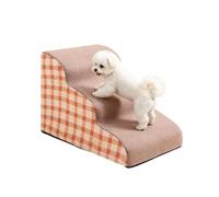 Pet Stairs for Small Dogs & Cats, 2/3/4-Step Curved High Density Foam Dog Steps with Washable Non-Slip Cover, Puppy Gentle Slope Older Dog Ramp for Bed Sofa (Khaki,3 Steps)