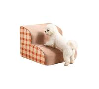 Pet Stairs for Small Dogs & Cats, 2/3/4-Step Curved High Density Foam Dog Steps with Washable Non-Slip Cover, Puppy Gentle Slope Older Dog Ramp for Bed Sofa (Khaki,2 Steps)