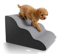 Pet Stairs for Small Dogs & Cats, 3-Step Curved High Density Foam Dog Steps with Waterproof Non-Slip Cover, Lightweight Pet Ramp for Bed Sofa, Support Up to 60 lbs, Grey