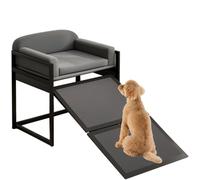 Pet Stairs Ramp-Doggie Stairs with Seat, Extra Wide Seat Mate Chair Ramps, Non Slip Ladder, Puppy for High Bed Couch Office, Pet Step for Small Dogs,Cat,Gray