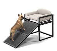 Pet Stairs Ramp Doggie Stairs with Seat,Extra Wide Seat Mate Chair Ramps Puppy for High Bed Couch Office,Non Slip Dachshunds Ladder,Pet Steps for Small Dogs,Cat Ladder Khaki(Hold Up to 100 lbs)
