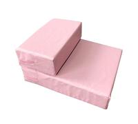 Pet stairway 2-step Puppy Stair Steps, Bed Sofa Pet Cat Step PU Sponge, Suitable For Indoor Dogs/cats/pets, 39 * 49 * 20cm (Color : PINK)