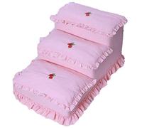 Pet stairway 3-step Foam Dog Stair To Bed, Removable And Washable Ladder Steps On The Bed Ladder Mat, Suitable For All Kinds Of Dogs/Cats/Pets, Load: 20KG Pink (Size : 63×40×45cm)