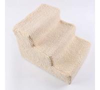 Pet stairway 3-step Kitten And Dog Wide Pet Steps, Removable And Washable Plastic Plush Pet Steps For Bed And Sofa, Suitable For Indoor Dogs/cats/pets, 45×30×35cm (Color : Beige)