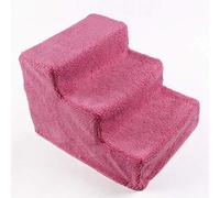Pet stairway 3-step Kitten And Dog Wide Pet Steps, Removable And Washable Plastic Plush Pet Steps For Bed And Sofa, Suitable For Indoor Dogs/cats/pets, 45×30×35cm (Color : PINK)