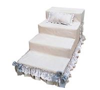 Pet stairway 4-step High Bed Medium Dog Dog Stair, Non-slip Removable Washable Sponge Pet Cat Step Stool, Suitable For Indoor Dogs/cats/pets, Load 20kg (Size : M)