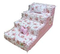 Pet stairway 4-step High Bed Stairs Climbing Training Steps, Non-slip Removable Kennel Mat Pet Puppy Sofa, Suitable For Indoor Dogs/cats/pets, Load 20kg (Size : Medium)