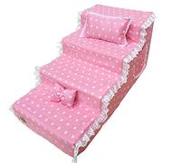 Pet stairway 4 Steps Super Wide Dog Stairs For Puppy Pets To Go Up The Ladder Dog Mat Training Steps, Suitable For Indoor Dogs/Cats/Pets, Load 20kg (Size : M)