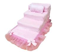 Pet stairway The 4-step Puppy's Steps Are High Bed, Lace Washable Sponge Suede Pet Step Stool, Suitable For Indoor Dogs/cats/pets, Load 20kg, 2 (Size : S)