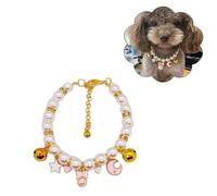 Pet star Moon butterfly pearl necklace, Cat and dog accessories, Suitable for 4.5kg-7.5kg pets (L 25CM-30CM)