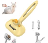 Pet Steam Brush for Dogs & Cats - 3-in-1 Grooming Tool with Self-Cleaning, USB-C Charging, 28ml Tank, 80min Runtime (19x11cm) - Ideal for Shedding Season & Travel (Yellow)
