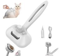Pet Steam Brush for Dogs & Cats - 3-in-1 Grooming Tool with Self-Cleaning, USB-C Charging, 28ml Tank, 80min Runtime (19x11cm) - Ideal for Shedding Season & Travel (White)