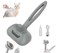 Pet Steam Brush for Dogs & Cats - 3-in-1 Grooming Tool with Self-Cleaning, USB-C Charging, 28ml Tank, 80min Runtime (19x11cm) - Ideal for Shedding Season & Travel (grey)